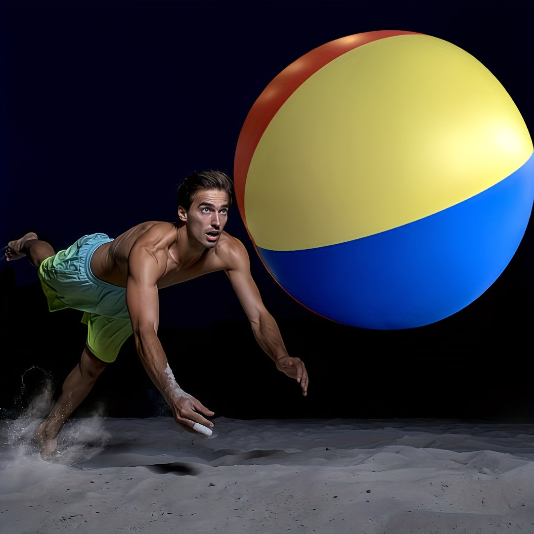 Jättestor Uppblåsbar Boll – Röd/Gul/Blå, Strandspel