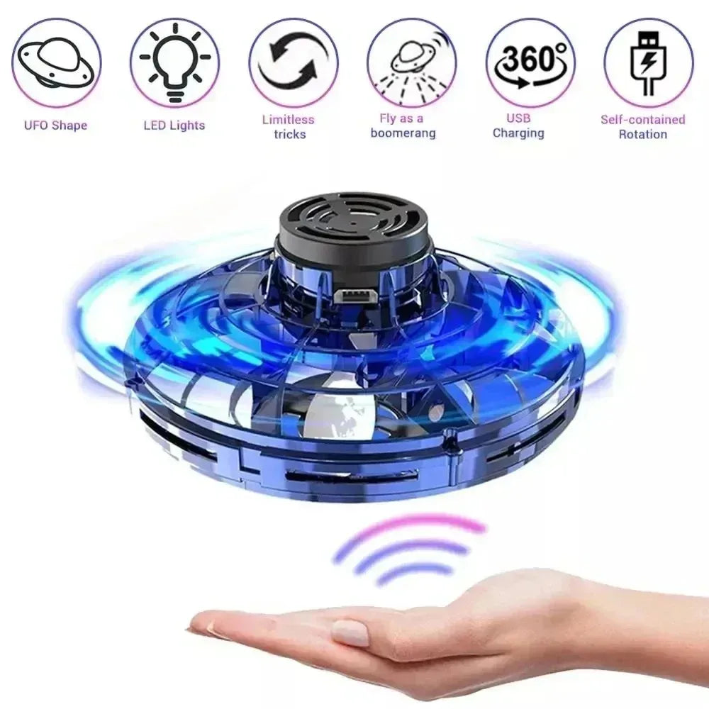 Flygande leksak spinner – LED mini-drönare & fidget toy