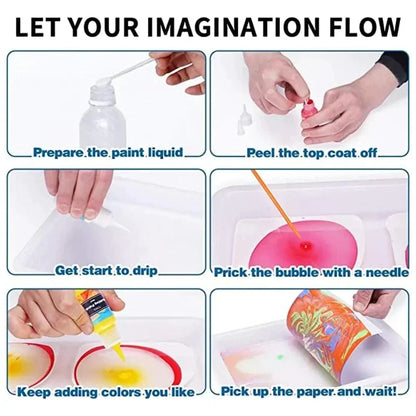 WATER MARBLING PAINT SET ‐ FÄRGGLADA VATTENBASERADE KONSTVERK - FÄRGSET